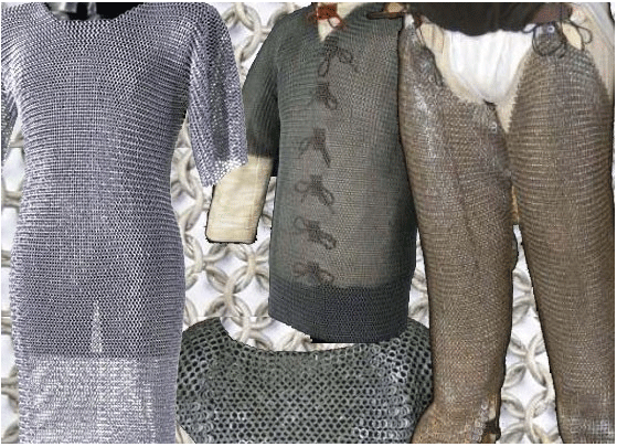 Cotte di maglia metalliche per coprire totalmente o parzialmente il corpo
