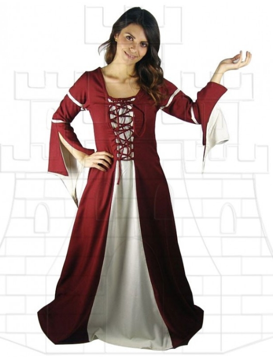 Vestito medievale bianco e rosso