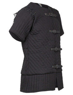 Middeleeuws gambeson van katoen, model Theodor, kleur zwart
