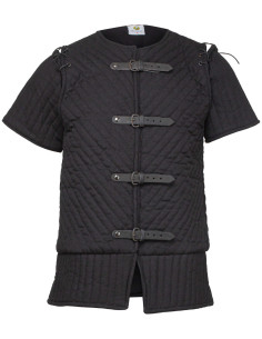 Middeleeuws gambeson van katoen, model Theodor, kleur zwart 2