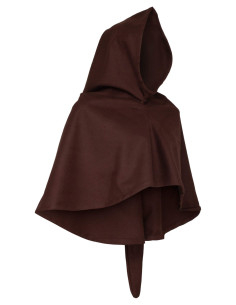 Middeleeuwse wollen capuchon model Benson, bruin