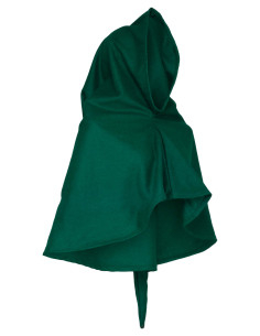 Middeleeuwse gugel van wol model Benson, groen