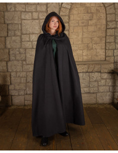 Capa medieval en algodón modelo Harun, color negro