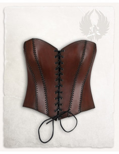 Middeleeuws bustier van leer model Tamara, bruin