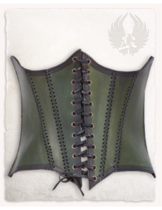 Mittelalterliches Leder-Bustier im Dunja-Modell, grüne Farbe