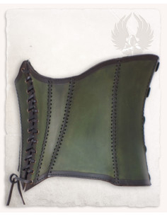 Mittelalterliches Leder-Bustier im Dunja-Modell, grüne Farbe 2