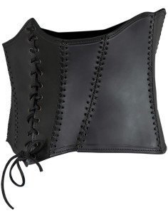 Middeleeuws leren bustier model Dunja, zwart 2