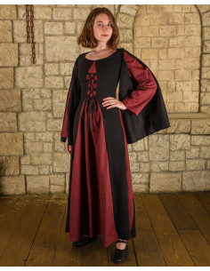 Medieval kjole model Jasione, farve sort-rød
