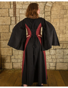 Medieval kjole model Jasione, farve sort-rød 2