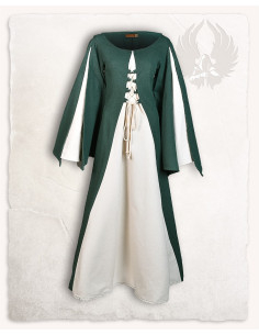Mittelalterliches Kleid Modell Jasione, Farbe grün-weiß