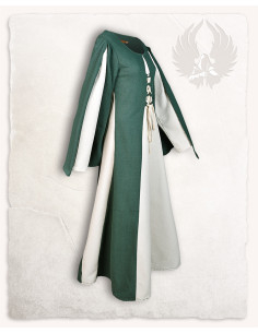 Mittelalterliches Kleid Modell Jasione, Farbe grün-weiß 2