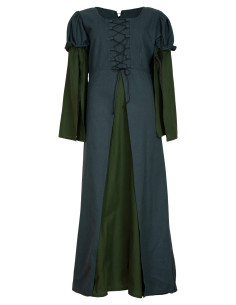 Vestido medieval en algodón modelo Loreley, color verde