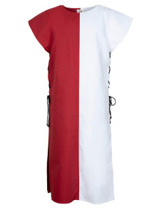 Middeleeuws tabard model Gilbert, rood-wit kleur