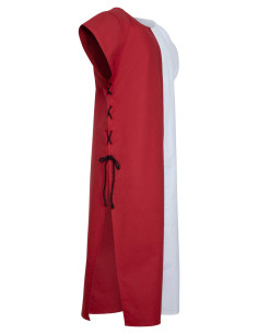 Middeleeuws tabard model Gilbert, rood-wit kleur 2