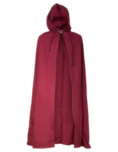 Middeleeuwse katoenen cape model Aaron, bordeauxkleur 2