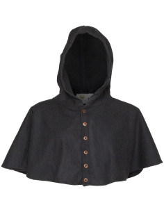 Gugel medieval en lana modelo Notker, color negro 2