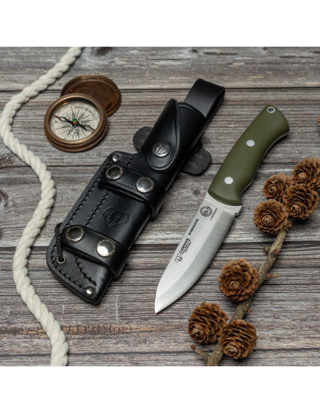 Bushcrafter-Messer der Marke Cudeman, Modell 206-GV mit Mehrzweckscheide