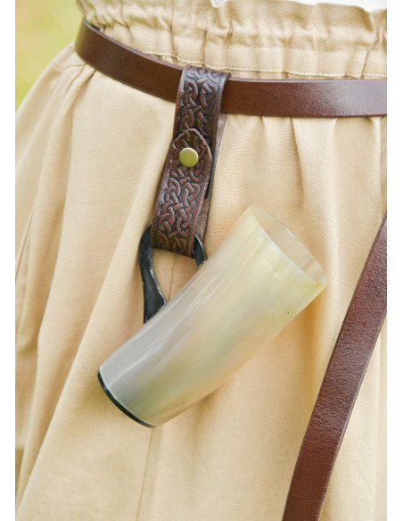 Middelalderhåndtag i læder til krus,...