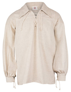Mittelalterliches Leinenhemd Modell Sawyer, Farbe Creme