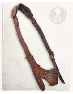 Riem met holster in leer model Castagir, bruin