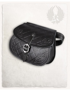 Middeleeuwse leren tas model Julius, zwart