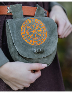 Viking-Gürteltasche aus Leder im Ingmar-Modell, grüne Farbe