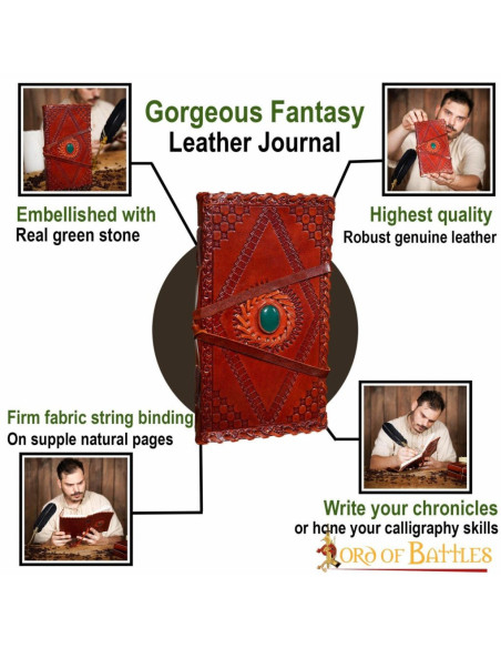 Medieval dagbog med læder- og...