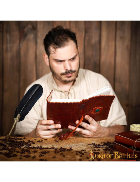 Mittelalterliches Tagebuch mit Leder-...