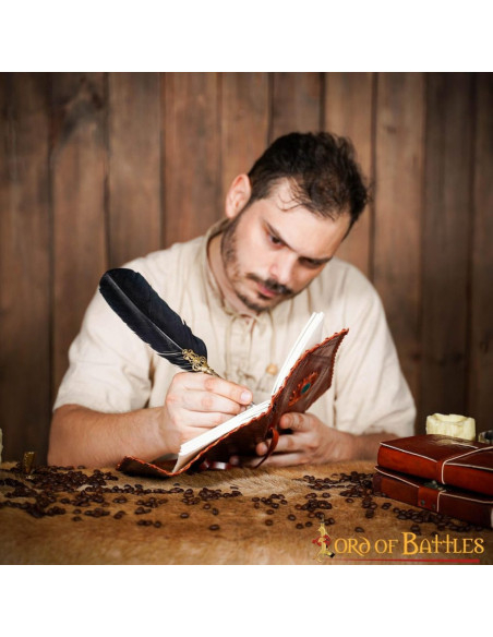 Mittelalterliches Tagebuch mit Leder-...