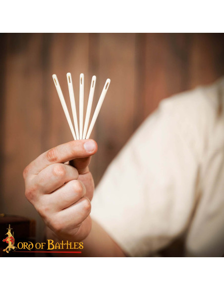 Sæt 5 håndhuggede knoglenåle (9 cm).