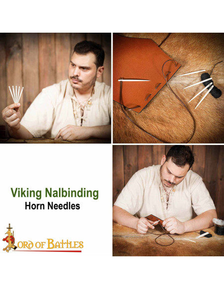 Set van 5 handgesneden botten naalden...