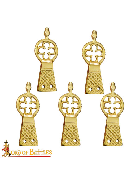 Sæt med 5 messingspidser til bælte,...