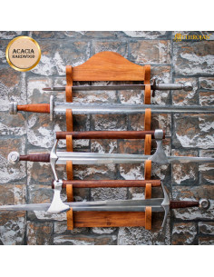 Soporte de pared en madera para colgar hasta 6 espadas 2