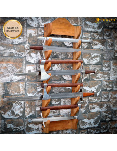 Soporte de pared en madera para colgar hasta 8 espadas 2