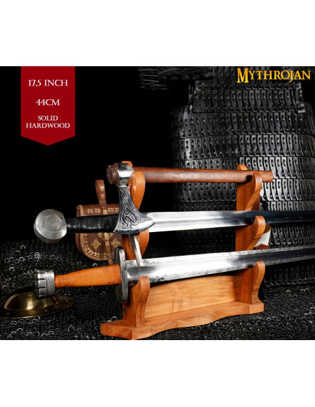 Houten bureausteun om 3 katana's op...