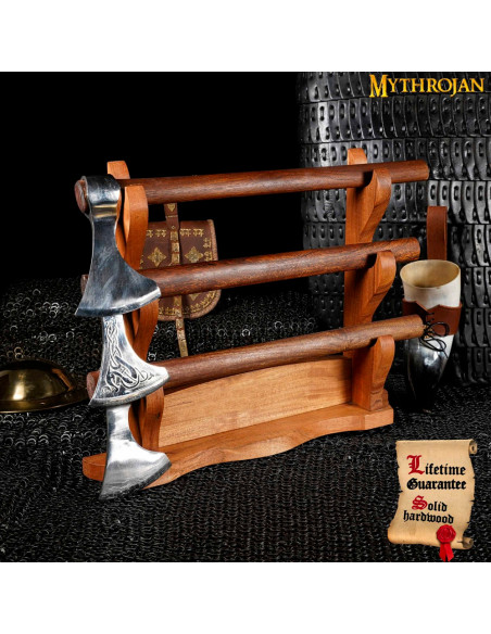 Houten bureausteun om 3 katana's op...