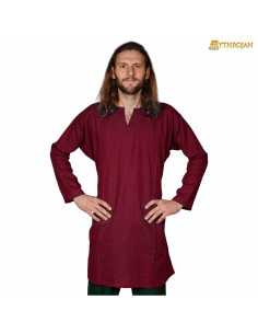 Viking tuniek van linnen model Erik, bordeauxkleur