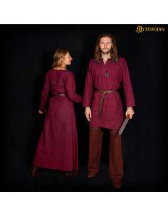 Viking tuniek van linnen model Erik, bordeauxkleur 2