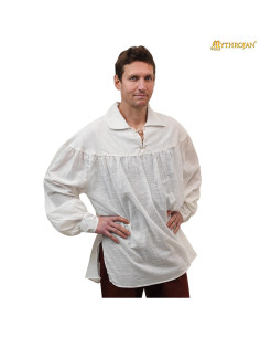 Middeleeuwse katoenen blouse model Poeta, wit