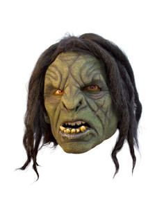 Grøn Brute Orc maske med hår