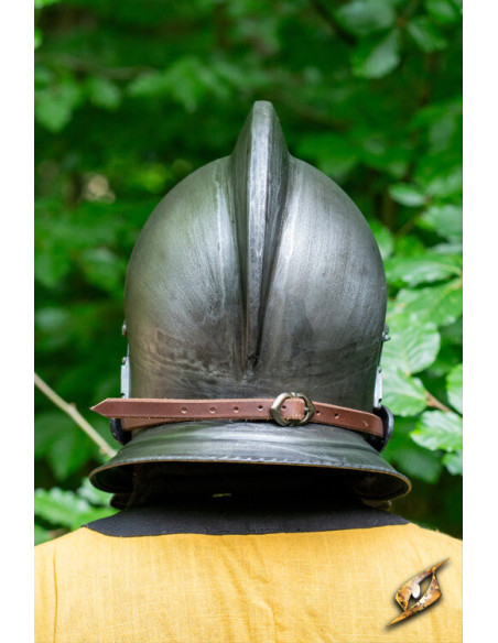 Casco Borgoñota con visera en acero... Casco Borgoñota con visera en acero...