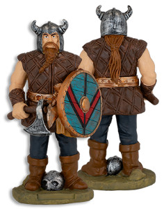 Vikingekrigerskikkelse med skjold og økse, i resin 2