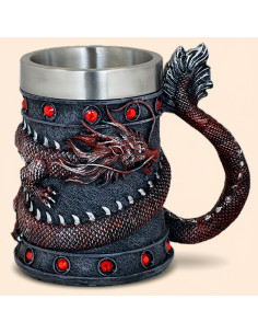 Medievaler ornamentaler Becher aus Resin mit Drachen-Design