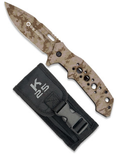 Taktisk kniv K25 med aluminiumhåndtag i camouflage ørken
