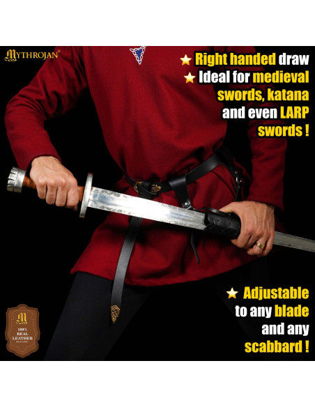 Tahalí grande de cuero negro...