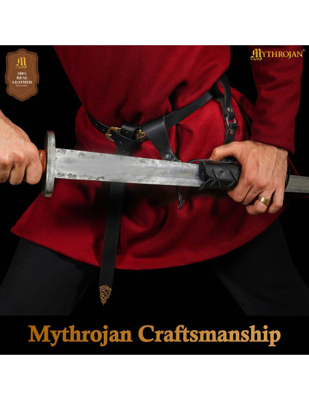 Lille sort læderhylster med justerbar...