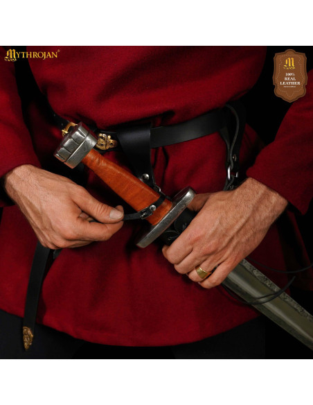 Lille sort læderhylster med justerbar...