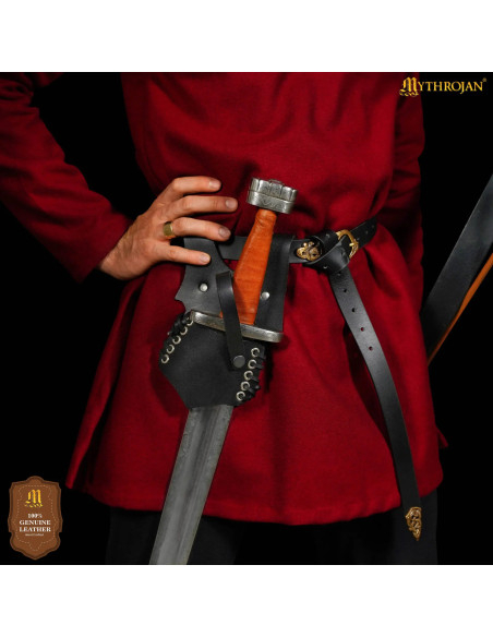 Tahalí medieval cuero negro modelo...