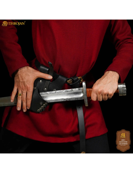 Tahalí medieval cuero negro modelo...