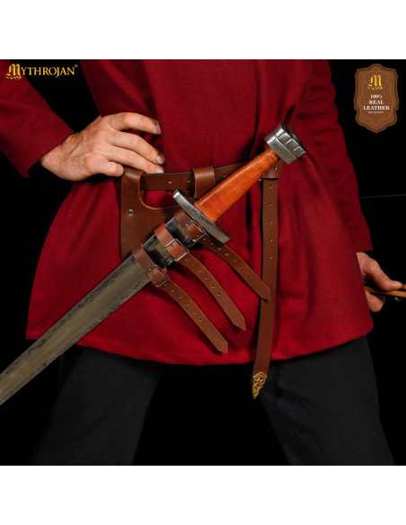 Renaissance-Gürtel aus braunem Leder,...